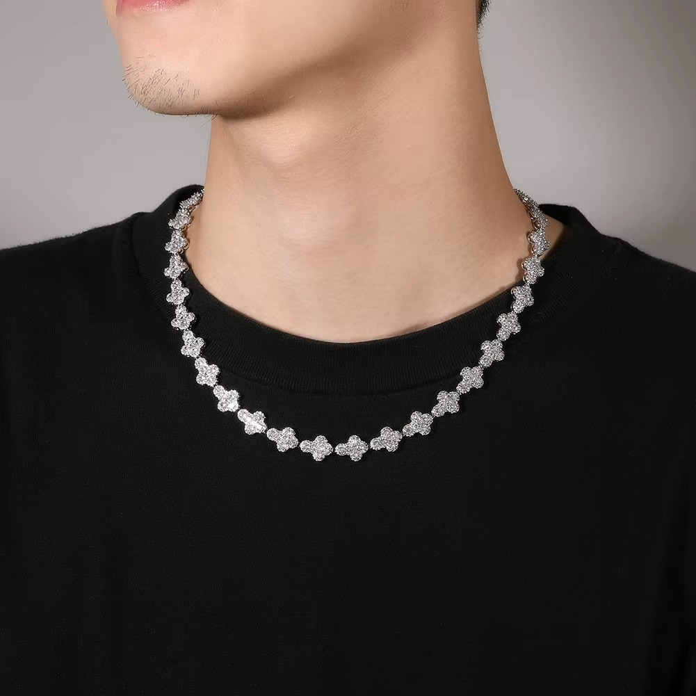 Hip-Hop Full Pave Zircon 10K Necklace – Iced Out Bling Chain for Streetwear | 10.8mm | Silver & Gold