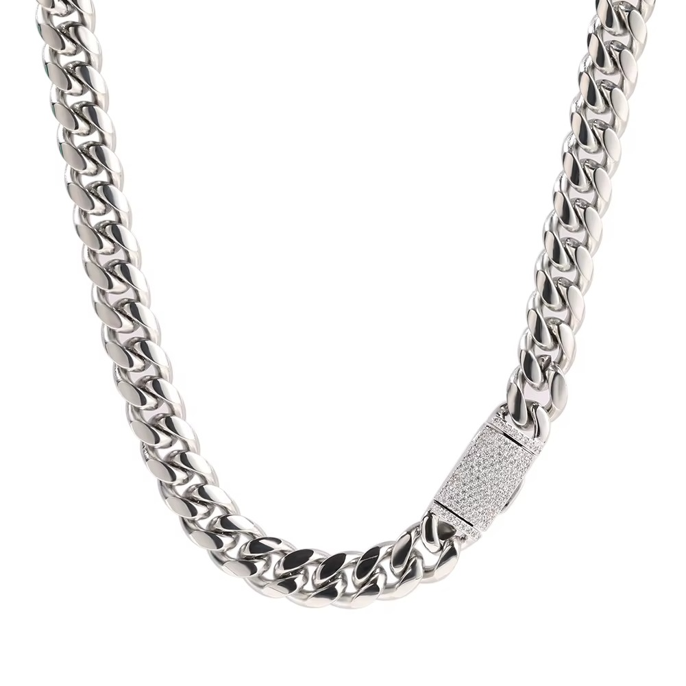 8mm/10mm/12mm Stainless Steel Cuban Link Chain – 18K Gold Plated Men’s Necklace