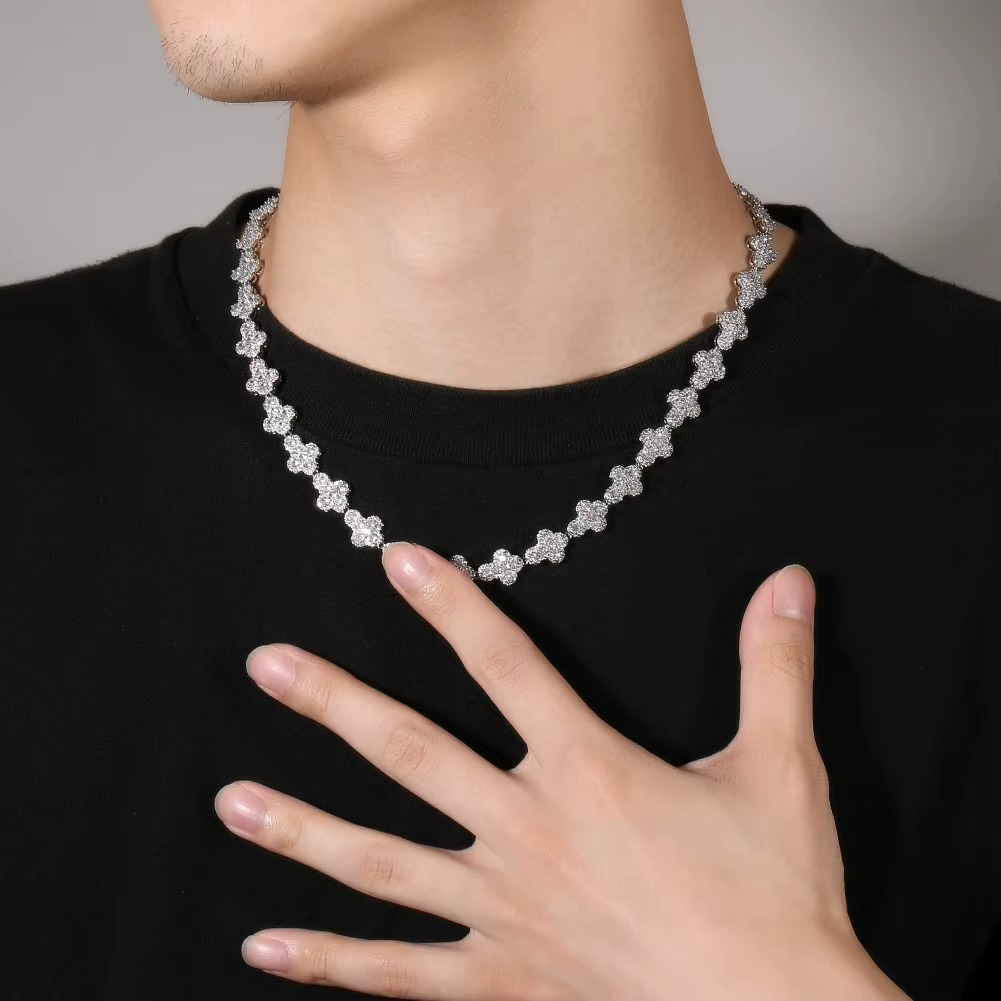 Hip-Hop Full Pave Zircon 10K Necklace – Iced Out Bling Chain for Streetwear | 10.8mm | Silver & Gold