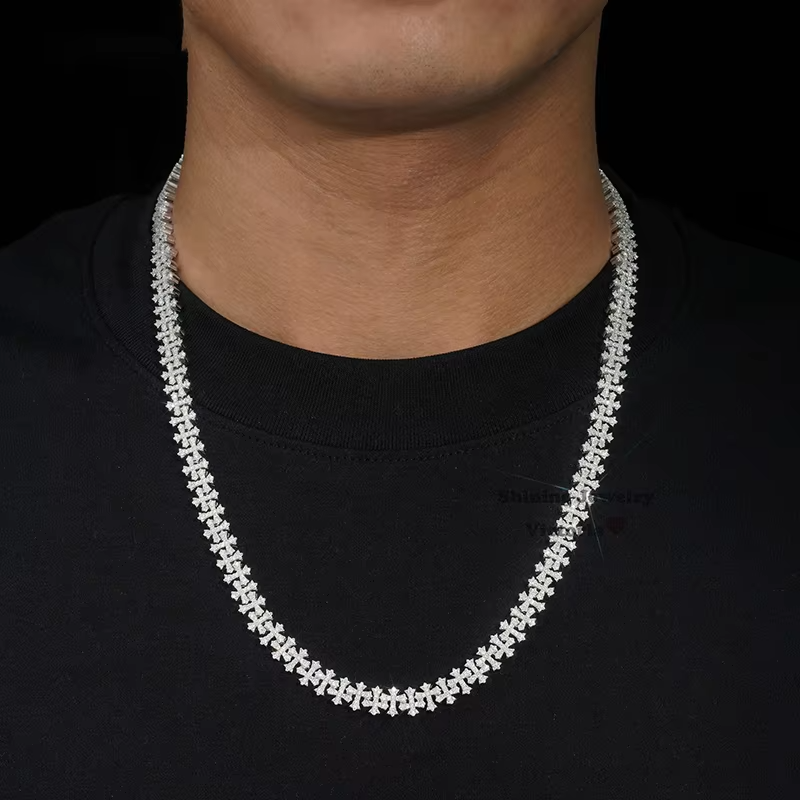 10.8mm Iced Out Cross-Link Cuban Chain – Full Pave Zircon Gold/Silver Men’s Necklace